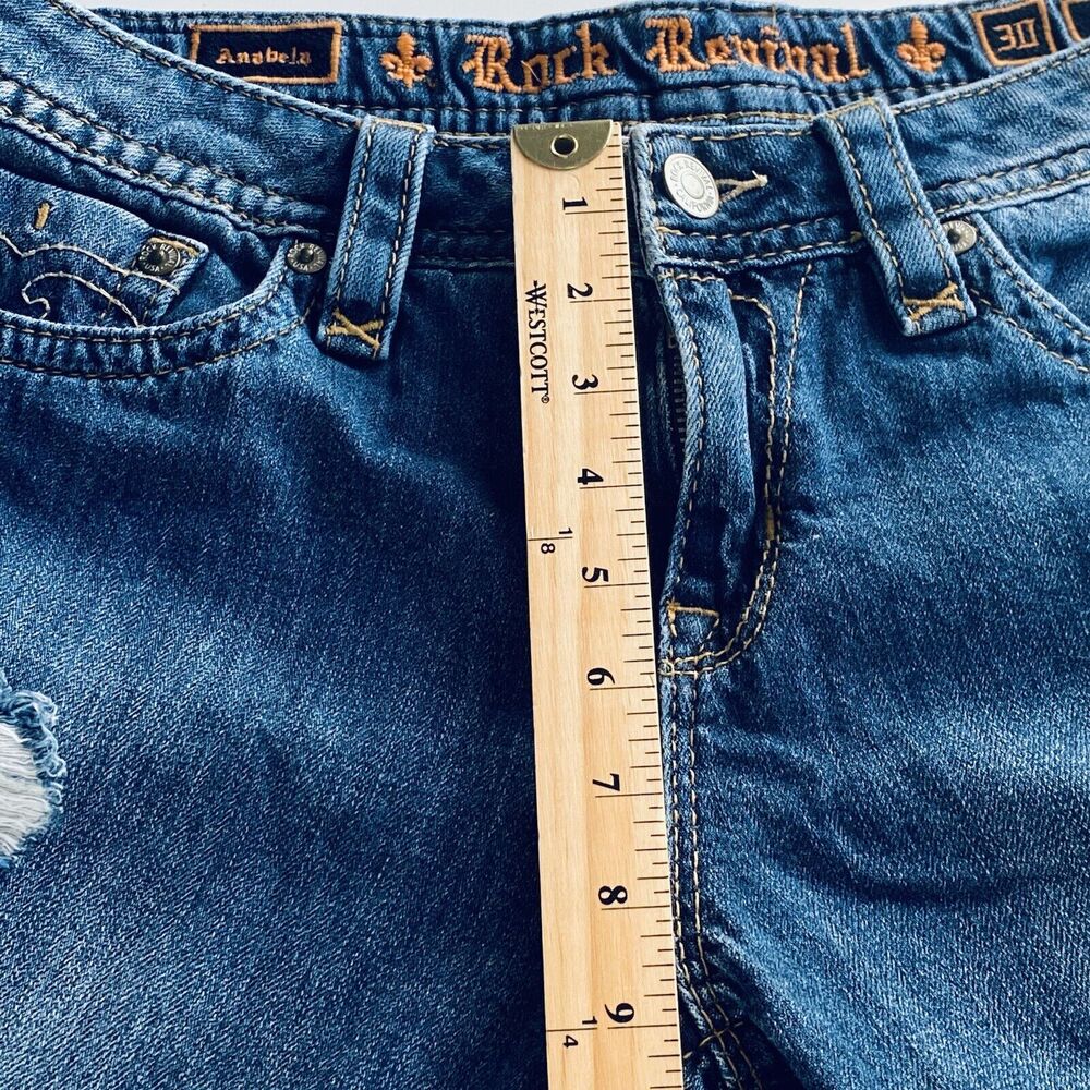 Rock Revival Jeans Size 30 Distressed Boyfriend Anabela Destroyed Streetwear - Picture 4 of 11